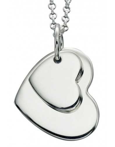 Collier chic coeur double en argent 925