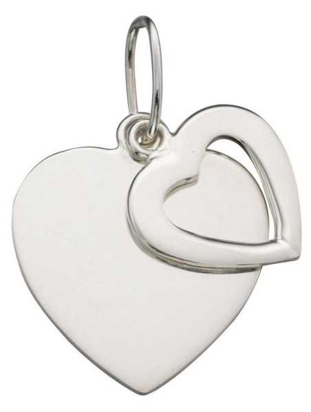 Mon-bijou - D4256 - Collier chic double coeur en argent 925/1000