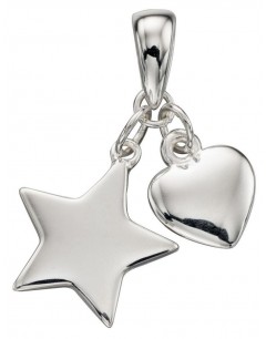Mon-bijou - D4272 - Collier chic étoile et coeur en argent 925/1000