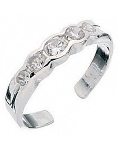 Bague d'orteil zirconium ajustable en argent 925