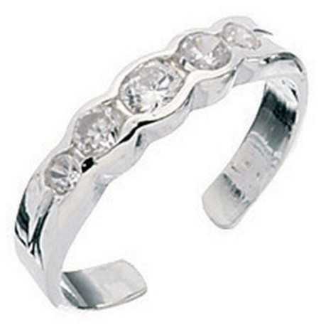 Bague d'orteil zirconium ajustable en argent 925