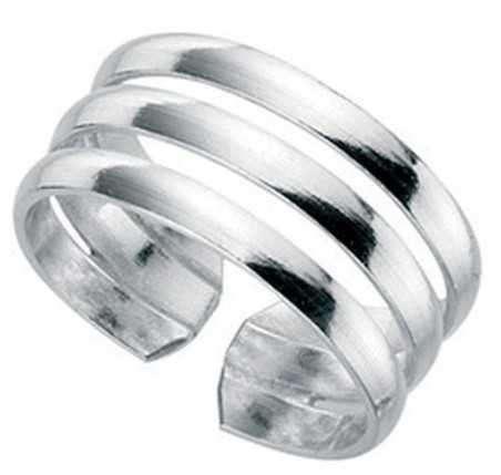 Bague orteil chic trois anneaux ajustable en argent 925