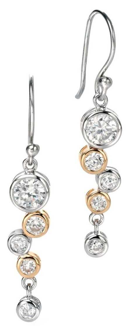 Mon-bijou - D4128 - Boucle d'oreille plaqué Or et zirconium en argent 925/1000