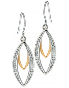 Mon-bijou - D4678 - Boucle d'oreille plaqué Or et zirconium en argent 925/1000