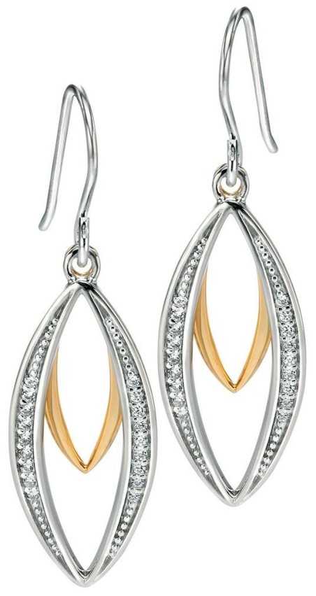 Mon-bijou - D4678 - Boucle d'oreille plaqué Or et zirconium en argent 925/1000