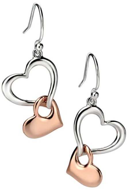 Mon-bijou - D4861 - Boucle d'oreille coeur plaqué Or rose en argent 925/1000