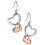 Boucle d'oreille double coeurs plaqué Or rose en argent 925