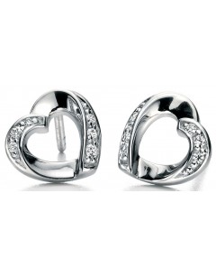 Mon-bijou - D5085 - Boucle d'oreille coeur et zirconium en argent 925/1000