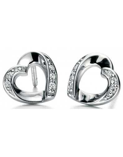 Boucle d'oreille coeur et zirconium en argent 925