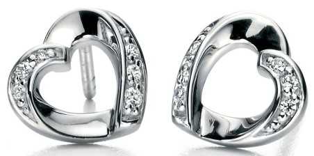 Boucle d'oreille coeur et zirconium en argent 925