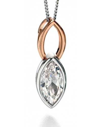 Collier chic plaqué Or rose et zirconium en argent 925