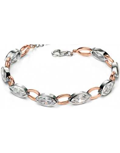 Bracelet chic plaqué Or rose et zirconium en argent 925