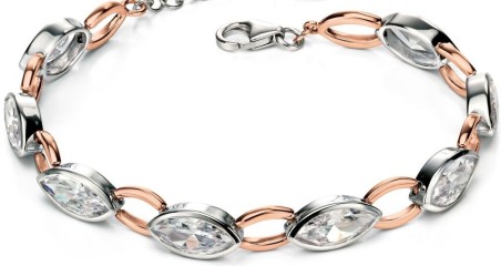 Mon-bijou - D4719c - Bracelet chic plaqué Or rose et zirconium en argent 925/1000