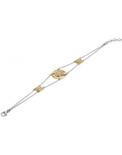 Mon-bijou - D4535 - Bracelet fleur plaqué Or et zirconium en argent 925/1000