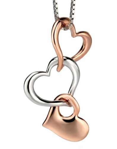 Collier chic coeur plaqué Or rose en argent 925