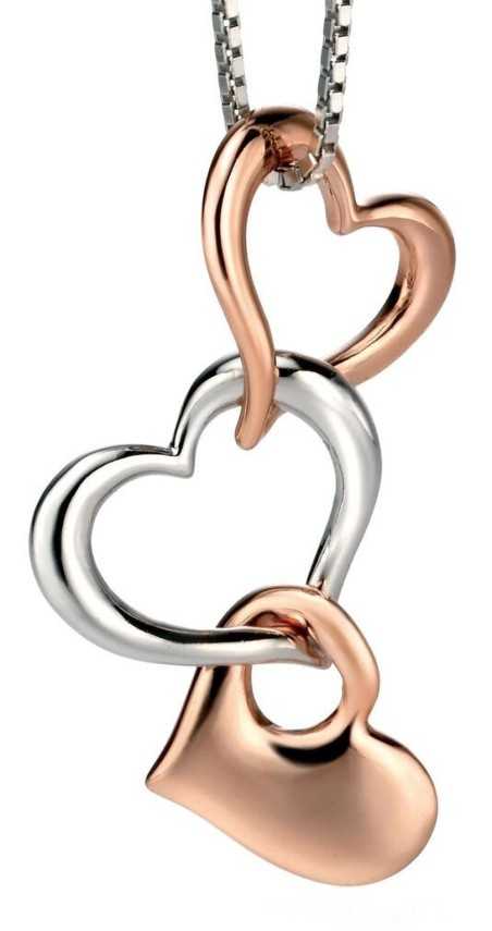 Collier chic coeur plaqué Or rose en argent 925