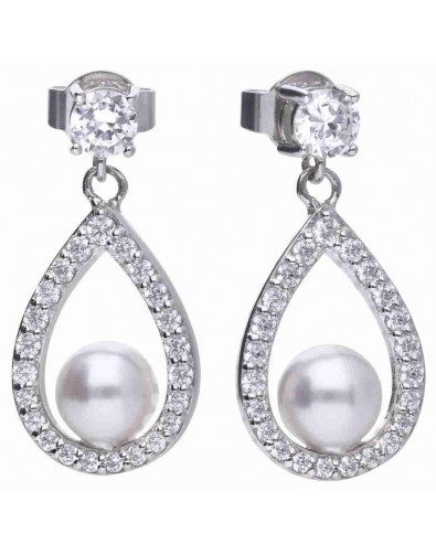 Mon-bijou - D5597 - Boucle d'oreille perle en argent 925/1000