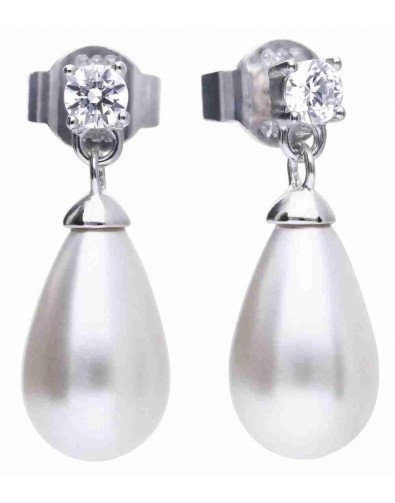Mon-bijou - D5610 - Boucle d'oreille perle tendance en argent 925/1000