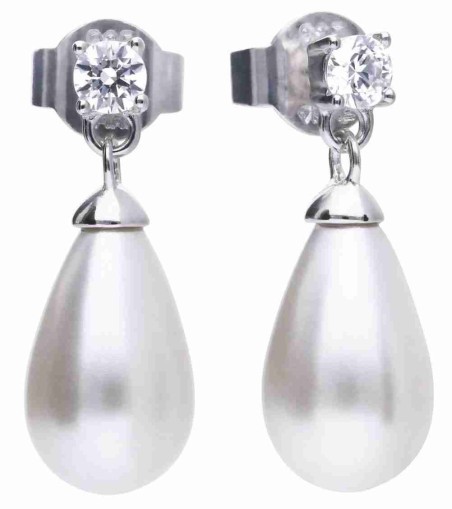 Mon-bijou - D5610 - Boucle d'oreille perle tendance en argent 925/1000