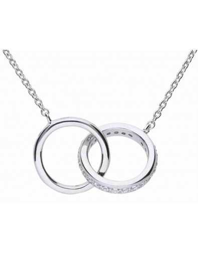 Collier double anneaux original en argent 925