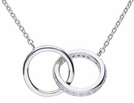 Collier double anneaux original en argent 925