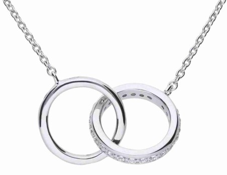 Mon-bijou - D4235 - Collier double anneaux originale en argent 925/1000