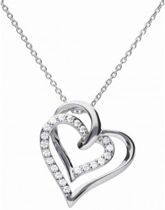 Mon-bijou - D4240 - Collier double cœurs en argent 925/1000