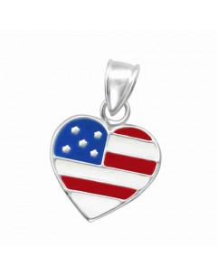 Mon-bijou - H13773 - Collier drapeau USA en argent 925/1000