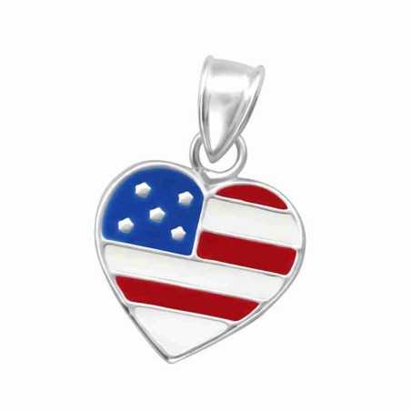 Collier drapeau USA en argent 925