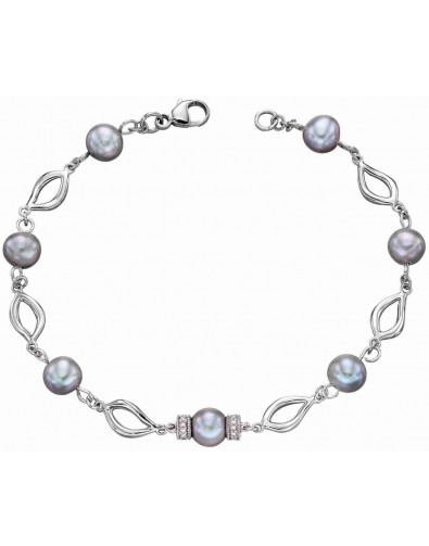 Mon-bijou - D474 - Bracelet original en perle et  Or blanc 375/1000