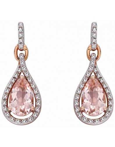 Boucle d'oreille originale morganite en Or 375