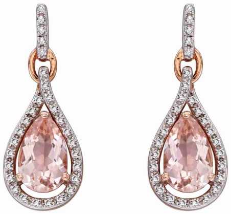 Boucle d'oreille originale morganite en Or 375