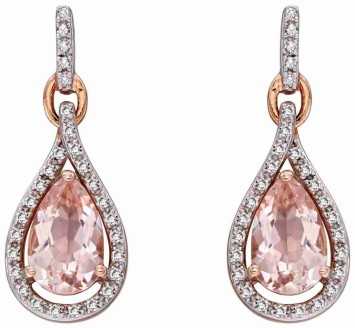 Boucle d'oreille originale morganite en Or 375