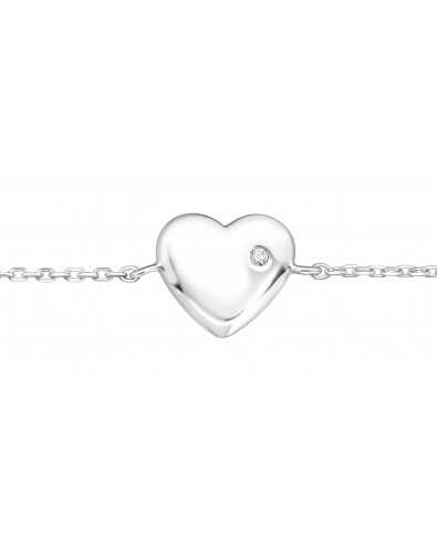 Chaine cheville coeur en argent 925