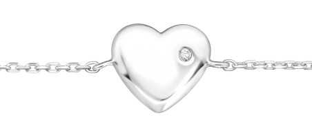 Mon-bijou - H32949 - Chaine cheville coeur en argent 925/1000