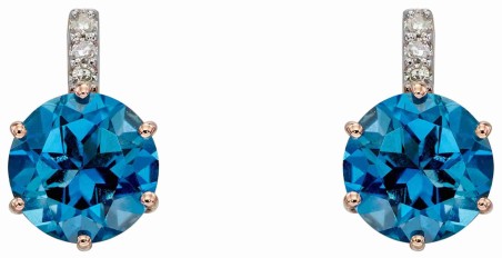 Mon-bijou - D2282 - Boucle d'oreille original topaze bleu en Or rose 375/1000