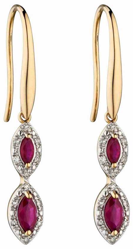 Mon-bijou - D2283 - Boucle d'oreille marquise et diamant en Or 375/1000