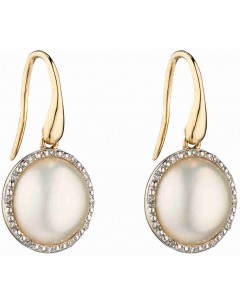Mon-bijou - D2287 - Boucle d'oreille perle et diamant en Or 375/1000