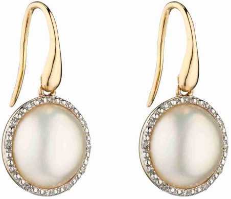 Mon-bijou - D2287 - Boucle d'oreille perle et diamant en Or 375/1000