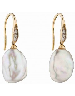 Mon-bijou - D2290 - Boucle d'oreille baroque perle et diamant en Or 375/1000