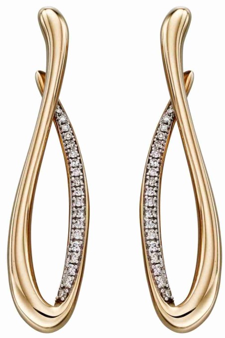 Mon-bijou - D2296 - Boucle d'oreille tendance en diamant et Or 375/1000