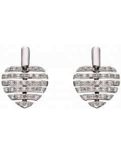 Mon-bijou - D2298 - Boucle d'oreille coeur diamant en Or blanc 375/1000