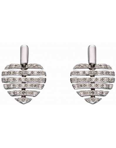 Boucle d'oreille coeur diamant en Or blanc 375