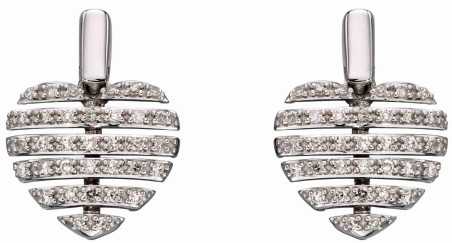 Mon-bijou - D2298 - Boucle d'oreille coeur diamant en Or blanc 375/1000