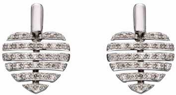 Boucle d'oreille coeur diamant en Or blanc 375