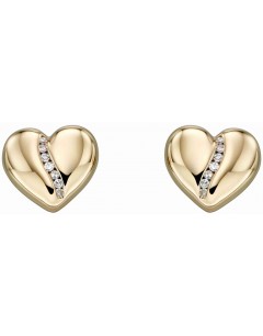 Mon-bijou - D2305 - Boucle d'oreille coeur diamant en Or 375/1000