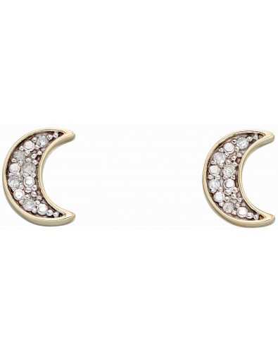 Boucle d'oreille croissant de lune diamant en Or 375