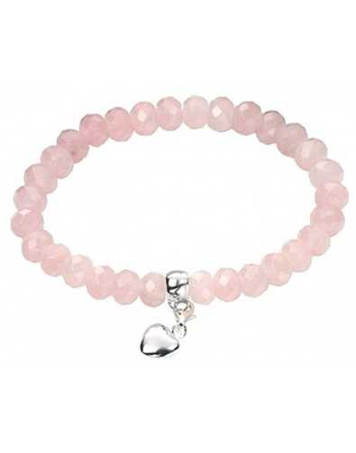 Bracelet Quartz Rose et Coeur en Argent 925