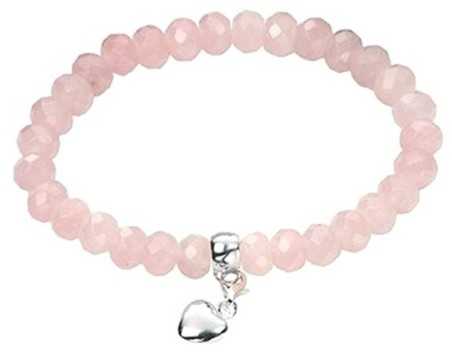 Mon-bijou - D3457a - Bracelet Quartz Rose et Coeur en Argent 925/1000