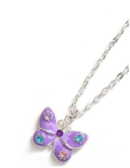 Mon-bijou - D1973-violet - Collier papillon argenté